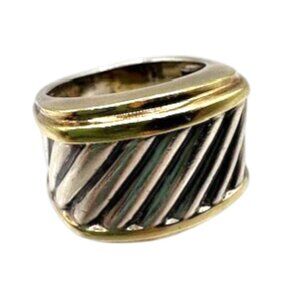 Vintage David Yurman Cigar Ring Sterling Silver & 14K Yellow Gold Size 4